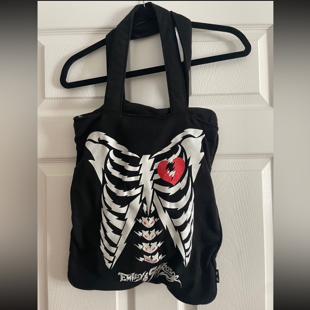 Emily The Strange Rare Vintage 2000s Black Tote Bag Purse Cat Goth